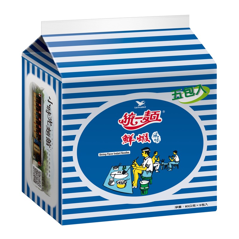 Uni-President Shrimp Flavor Instant Noodles - 83g x 5 Pack