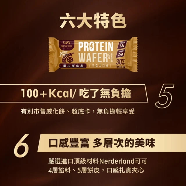 Minchip 30% Protein Wafer Bar Chocolate Flavor - 30g x 9 Pack
