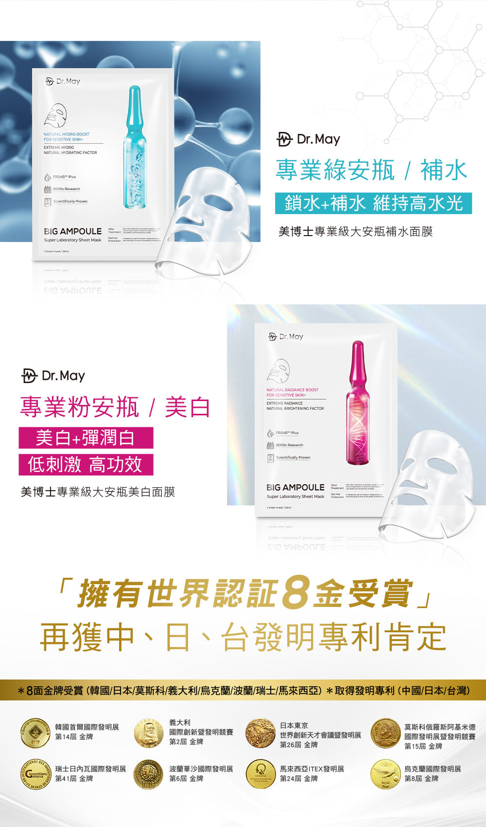 Dr. May 专业级大安瓶补水面膜 - 4片/盒