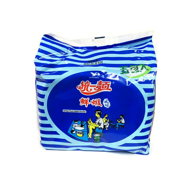 Uni-President Shrimp Flavor Instant Noodles - 83g x 5 Pack