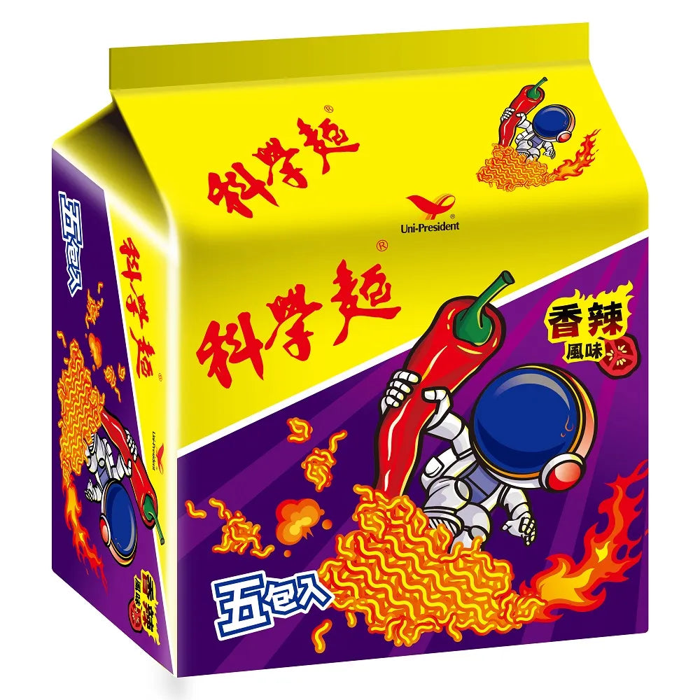 Uni-President Science Noodles Spicy Flavor - 40g × 5 Pack