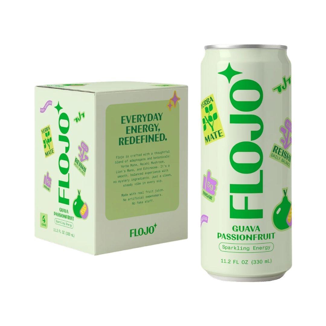 FLOJO Guava Passionfruit Sparkling Energy - 330ml x 4 Pack