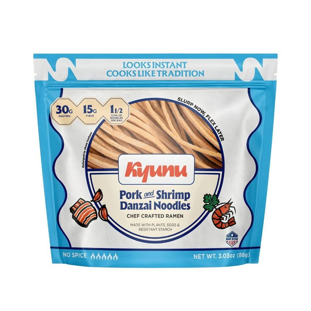 KYUNU Taiwanese Pork & Shrimp Danzai, Air Dried Egg Ramen, 30g Protein, 15g Fiber - 0.5lb