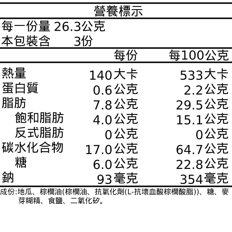 樂事 自然美味 薄切地瓜片 - 79g