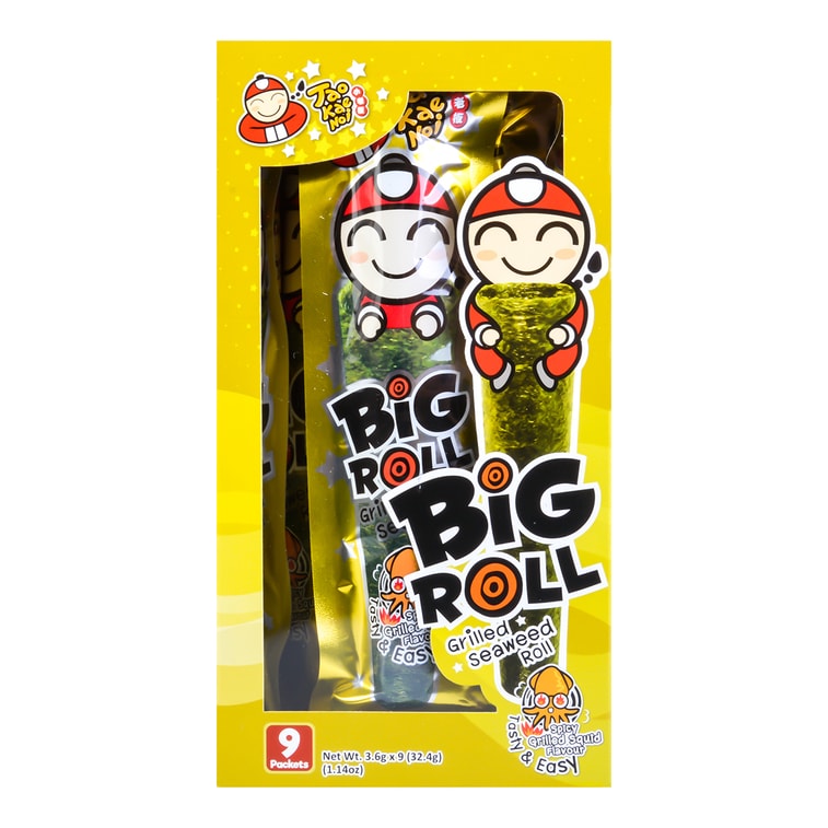 Taokaenoi Grilled Seaweed Big Roll - Grill Squid - 2.1g x 9 Pack