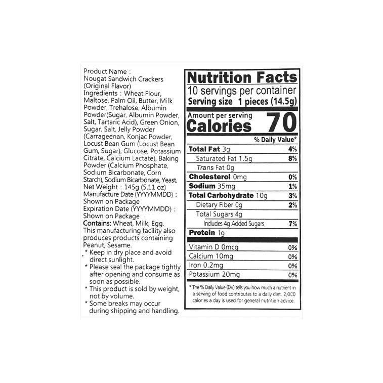Natural Series Nougat Sandwich Crackers Original Flavor - 145g