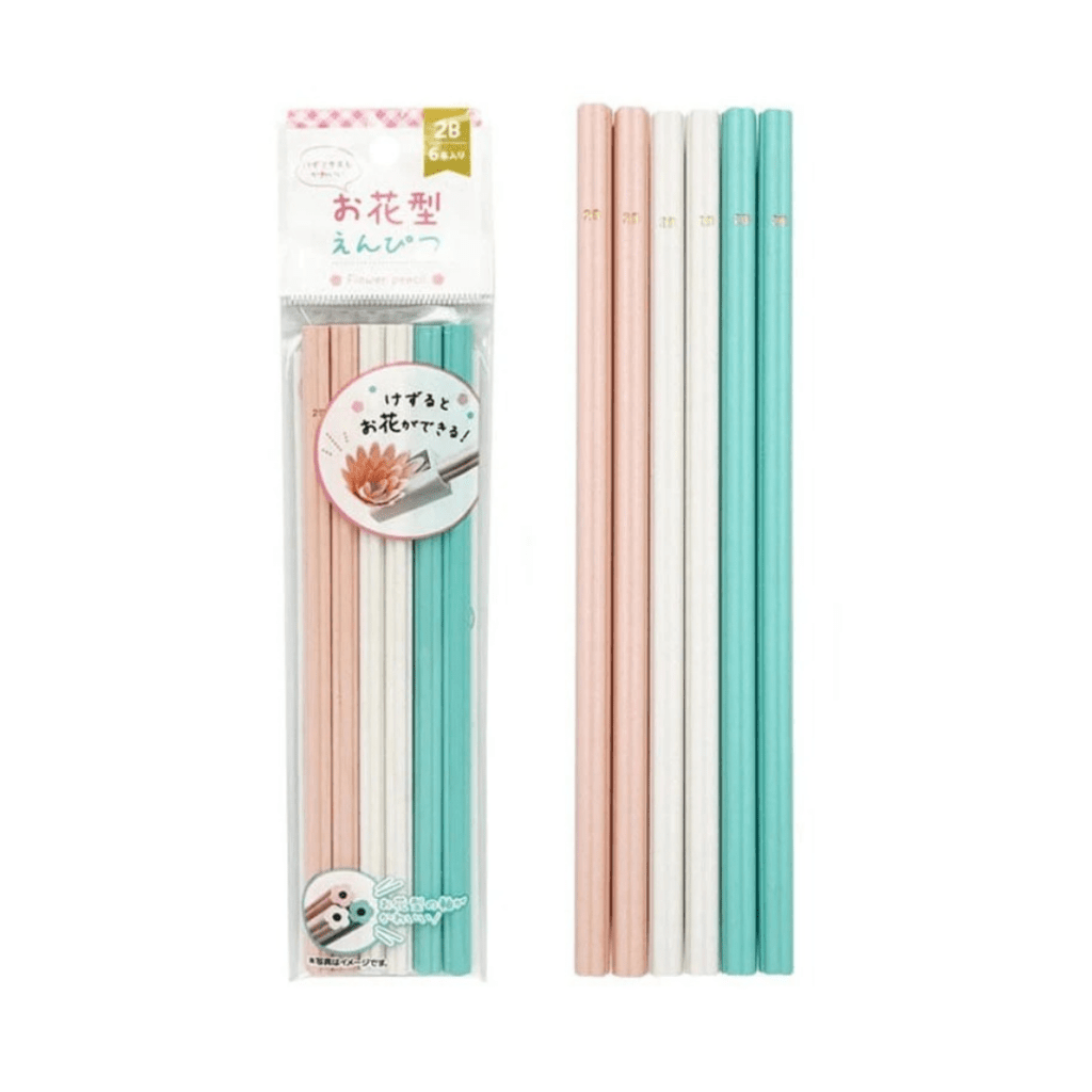 Flower-Shaped Pencils 2B Set of 6
