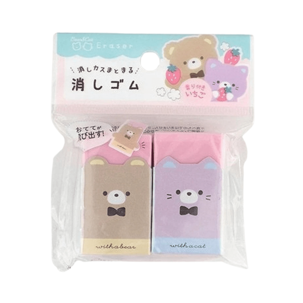 Bear and Cat Eraser - 2 pieces