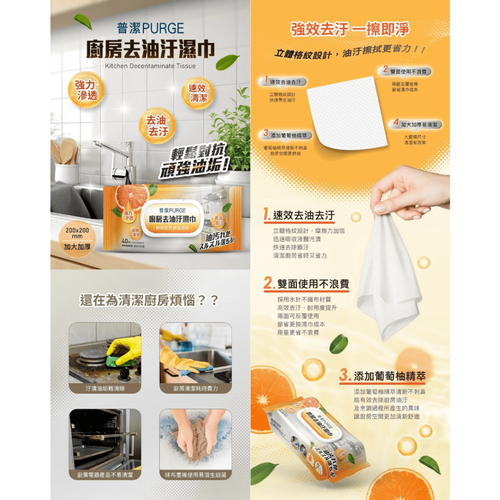 Purge Kitchen Decontaminate Tissue - 40 Pulls