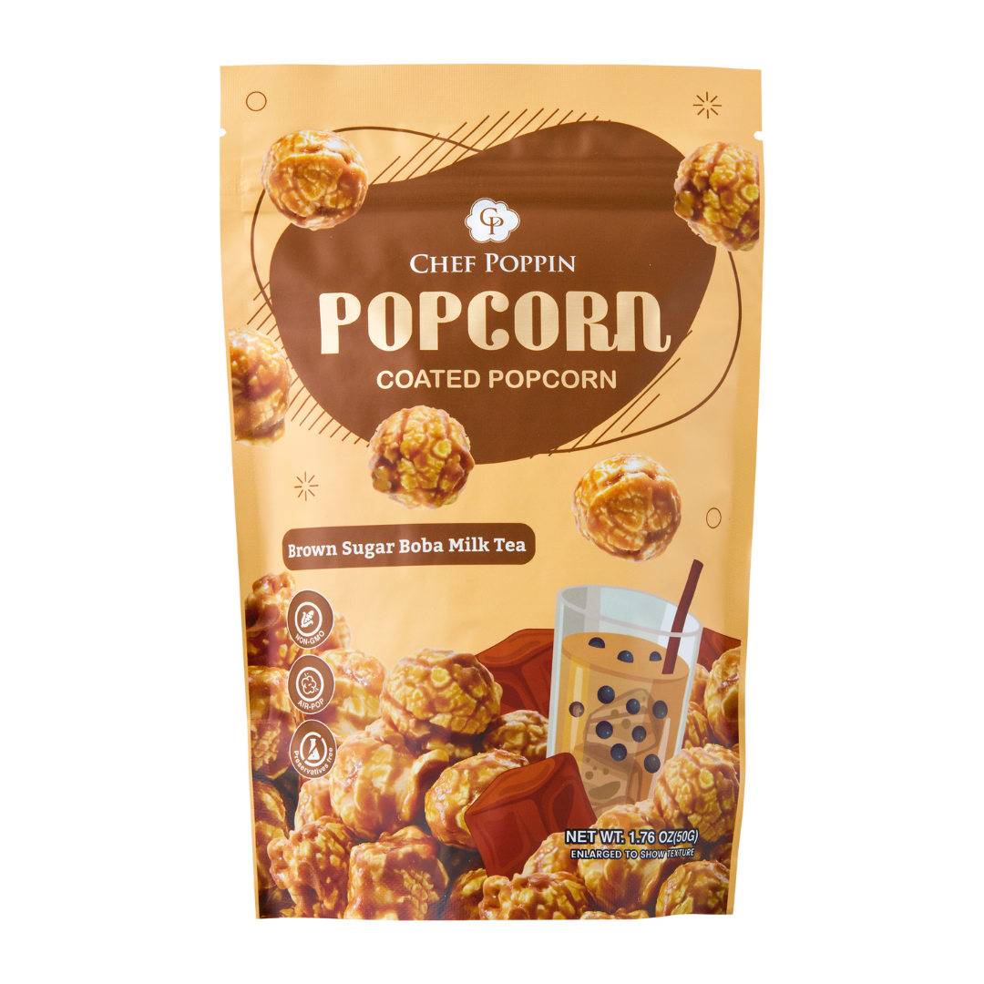 Chef Poppin Brown Sugar Boba Milk Tea Gourmet Coated Popcorn - 50g