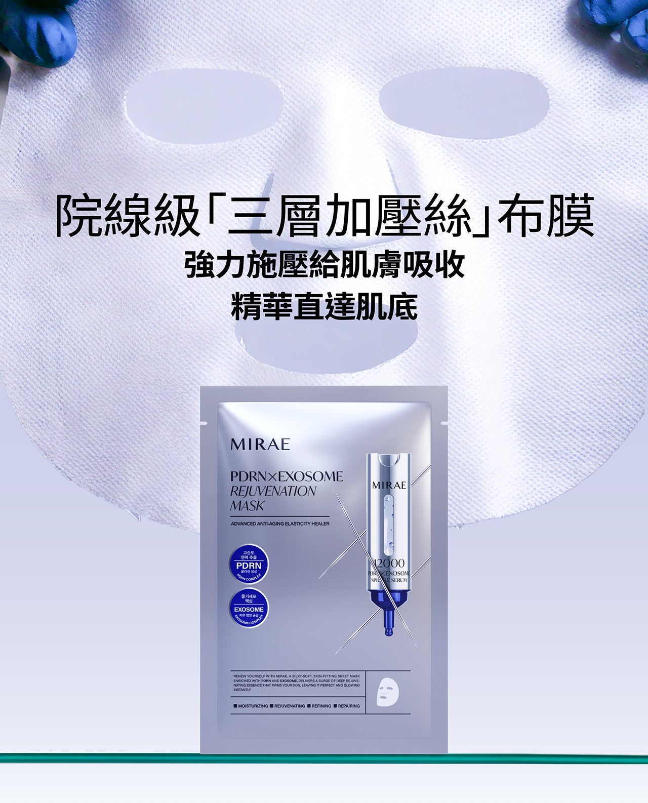 【 2+2 】MIRAE PDRN X Exosome Rejuvenating Serum 12000 + Professional Rejuvenating Mask (3pcs) + Free PDRN Exosome Mask + Free EX8 Minutes Mask