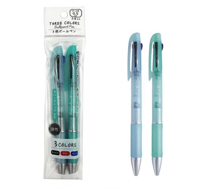 3-Color Retractable Ballpoint Pens 0.5mm - 2 Pack