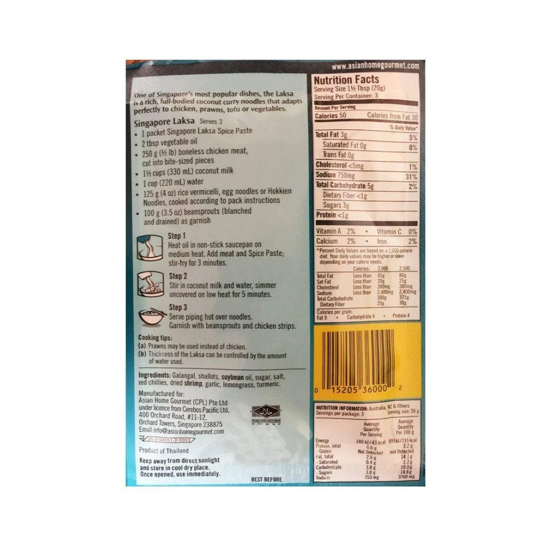 Asian Home Gourmet Singapore Laksa Coconut Curry noodles - 50g