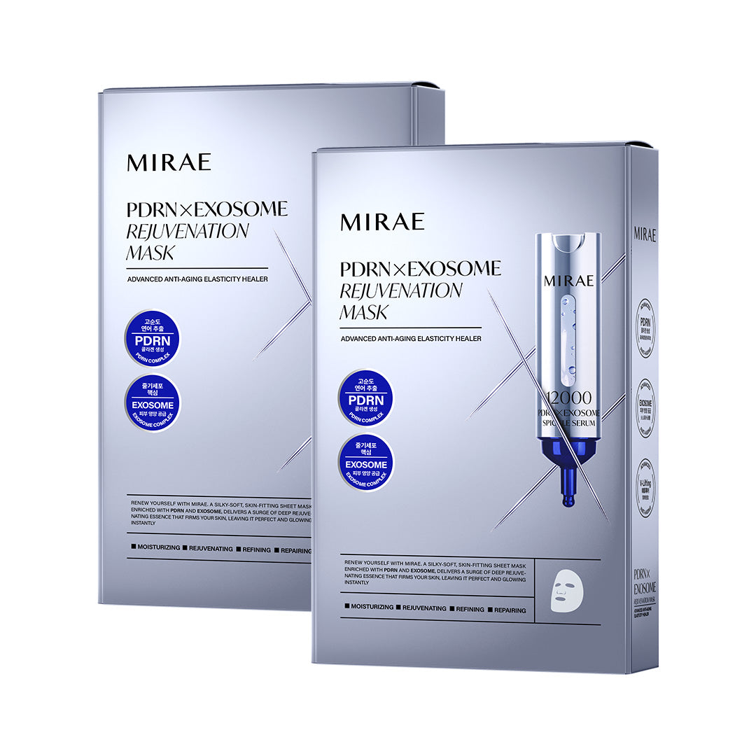 【 2+2 】MIRAE PDRN X Exosome Rejuvenating Serum 12000 + Professional Rejuvenating Mask (3pcs) + Free PDRN Exosome Mask + Free EX8 Minutes Mask