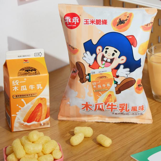Kuai Kuai Uni Papaya Milk Flavor Corn Snack - 52g