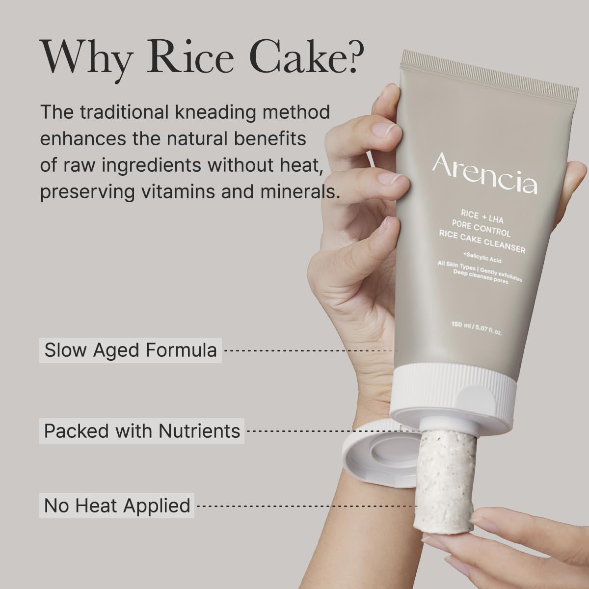 Arencia Rice + LHA Pore Control Rice Cake Cleanser - 150g
