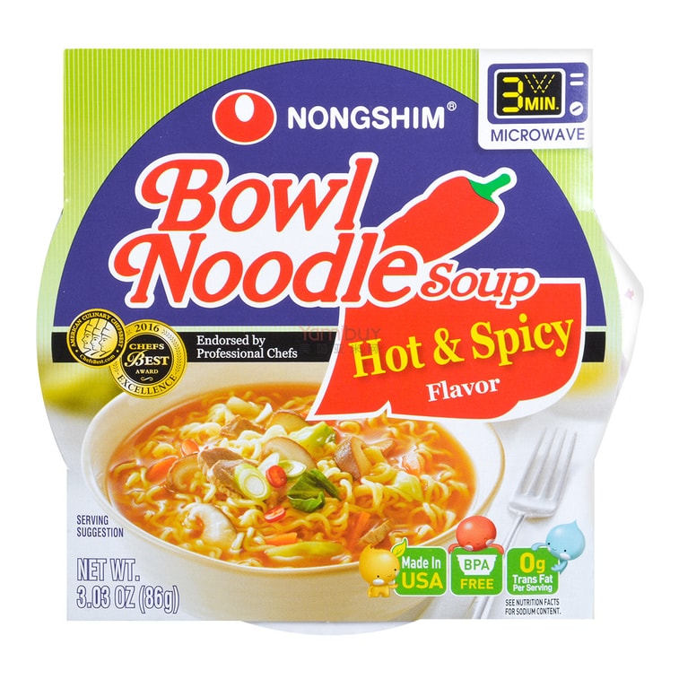 NONGSHIM Bowl Noodle Soup Hot & Spicy Flavor - 86g
