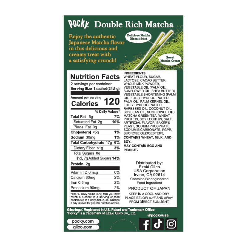 Glico Pocky Double Rich Matcha Sticks - 49g