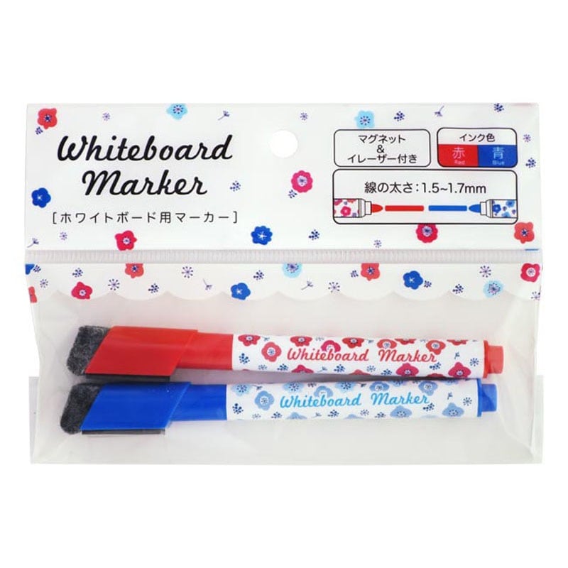 Fine Tip Whiteboard Markers Red & Blue