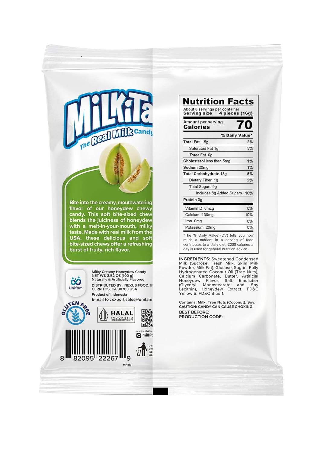 Milkita Real Milk Candy Honeydew Flavor - 100g