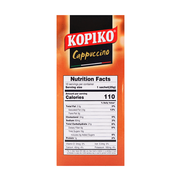 KOPIKO 卡布奇諾咖啡 即溶咖啡沖飲粉- 25g x 10包