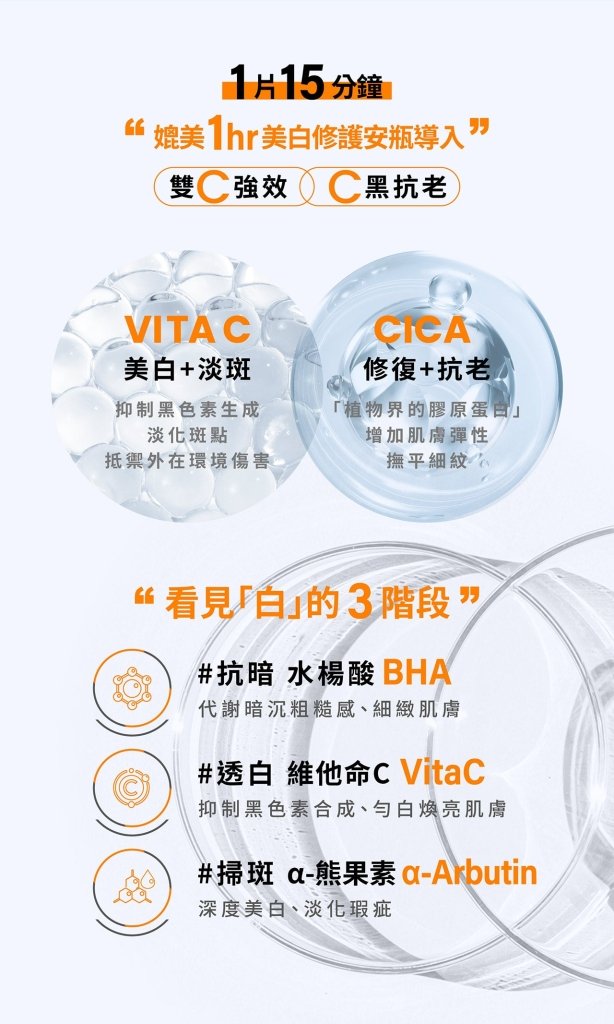 未來美 超級雙C美白修護生物纖維面膜 - 3片/盒