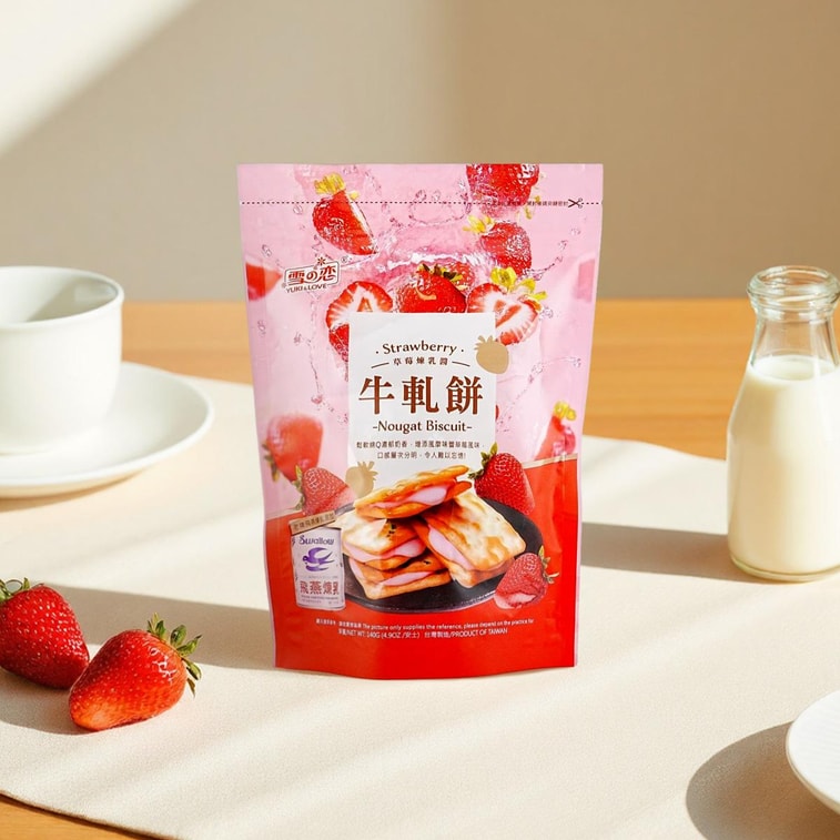 Yuki & Love Nougat Biscuit Strawberry Condensed Milk Flavor - 140g