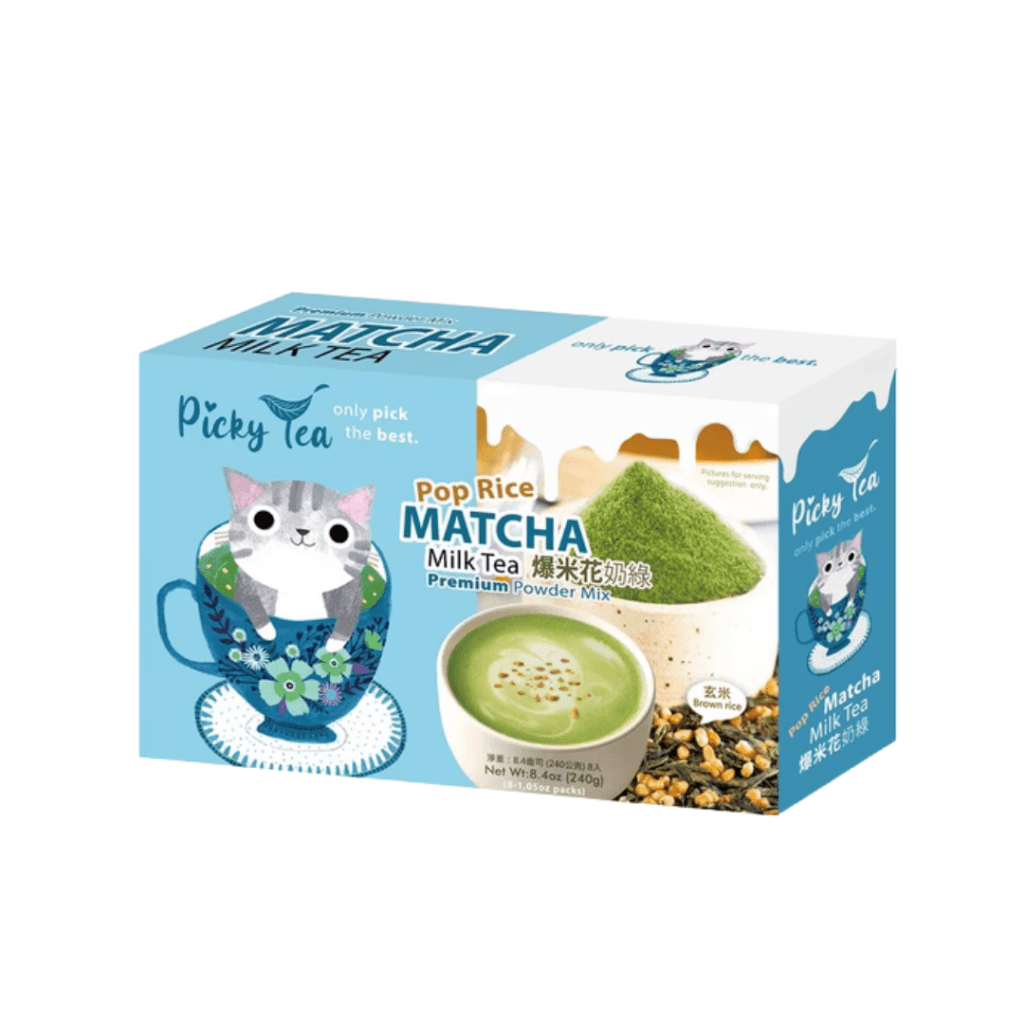 Picky Tea Popcorn Matcha Milk Tea Powder Mix - 30g x 8 Pack
