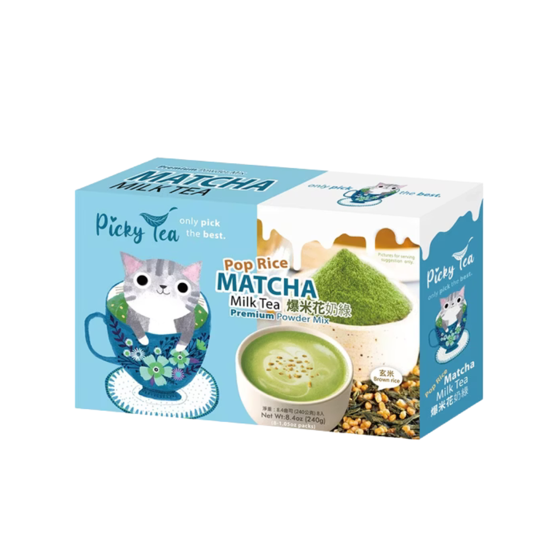 Picky Tea Brown Rice Matcha Milk Tea Powder Mix - 30g x 8 Pack