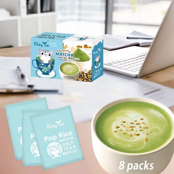 Picky Tea Brown Rice Matcha Milk Tea Powder Mix - 30g x 8 Pack