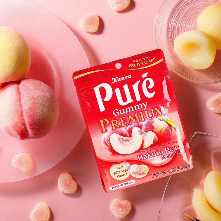 Kanro Pure Premium Gummy Hakuto Peach - 54g