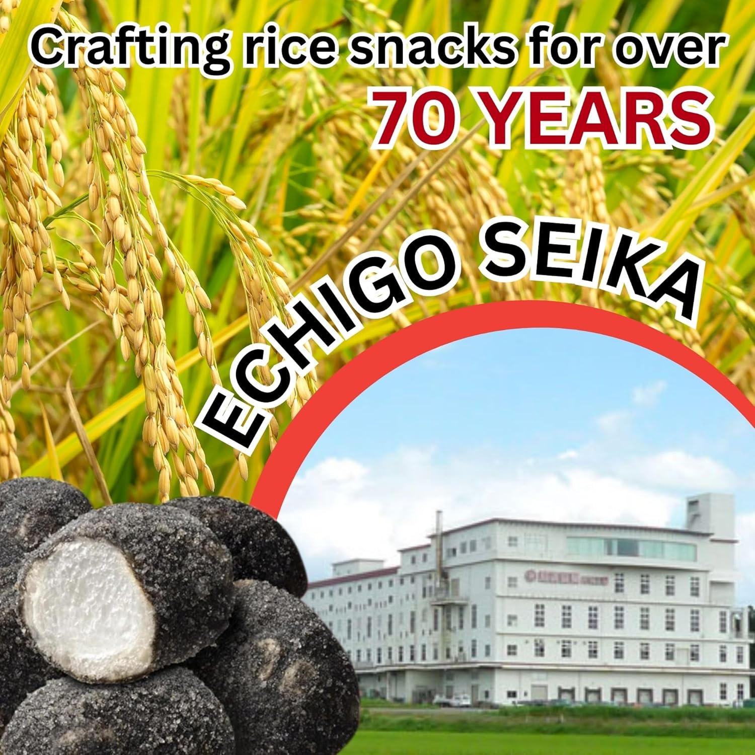 Echigo Senka Black Sesame Paste Rice Puff Snacks - 60g