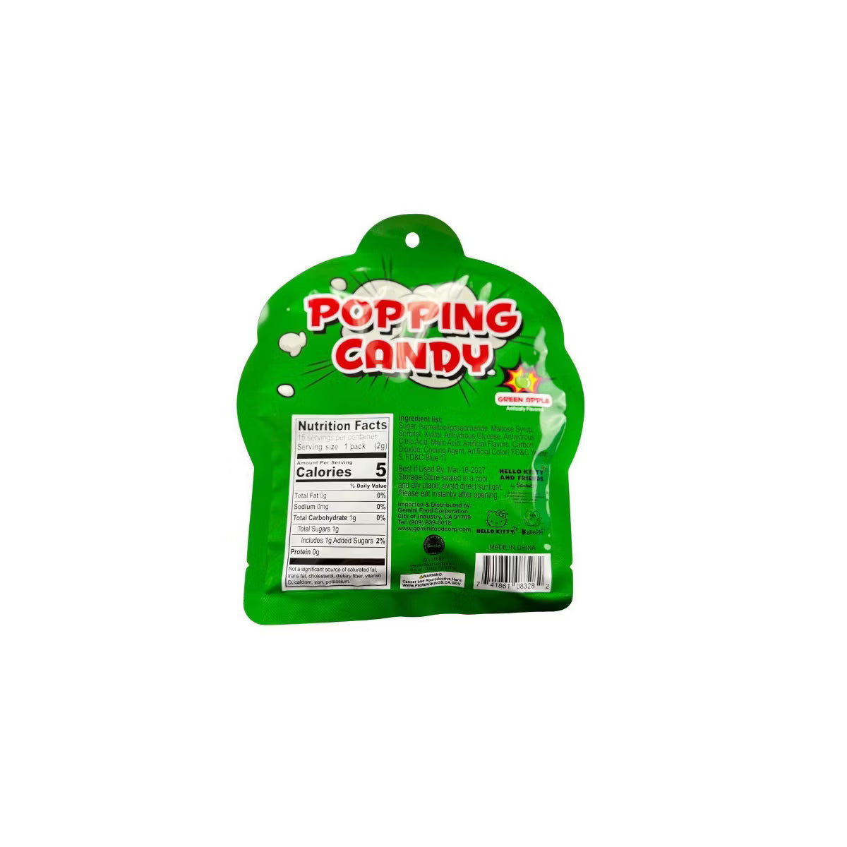 Sanrio Hello Kitty and Friends Popping Candy Green Apple Flavor 30g, additional package view 4