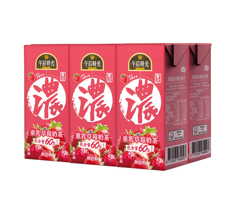 Tea Time Rich Strawberry Milk Tea - 330ml x 6 Pack