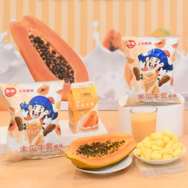 Kuai Kuai Uni Papaya Milk Flavor Corn Snack - 52g