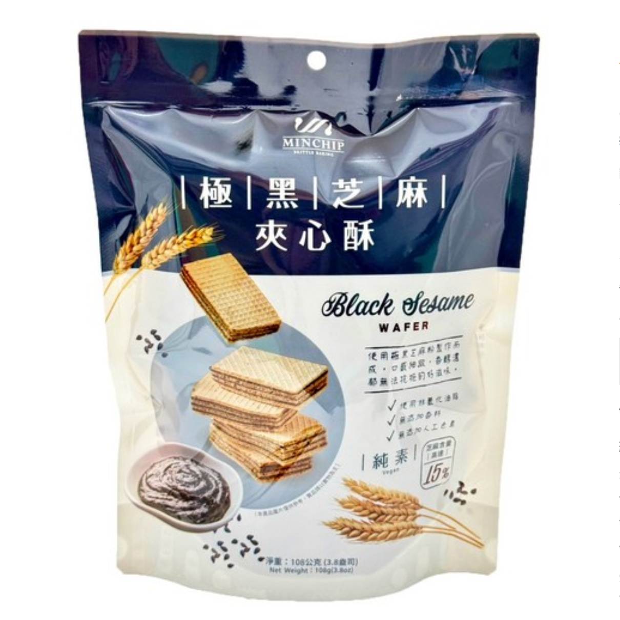 Minchip Black Sesame Wafer - 108g