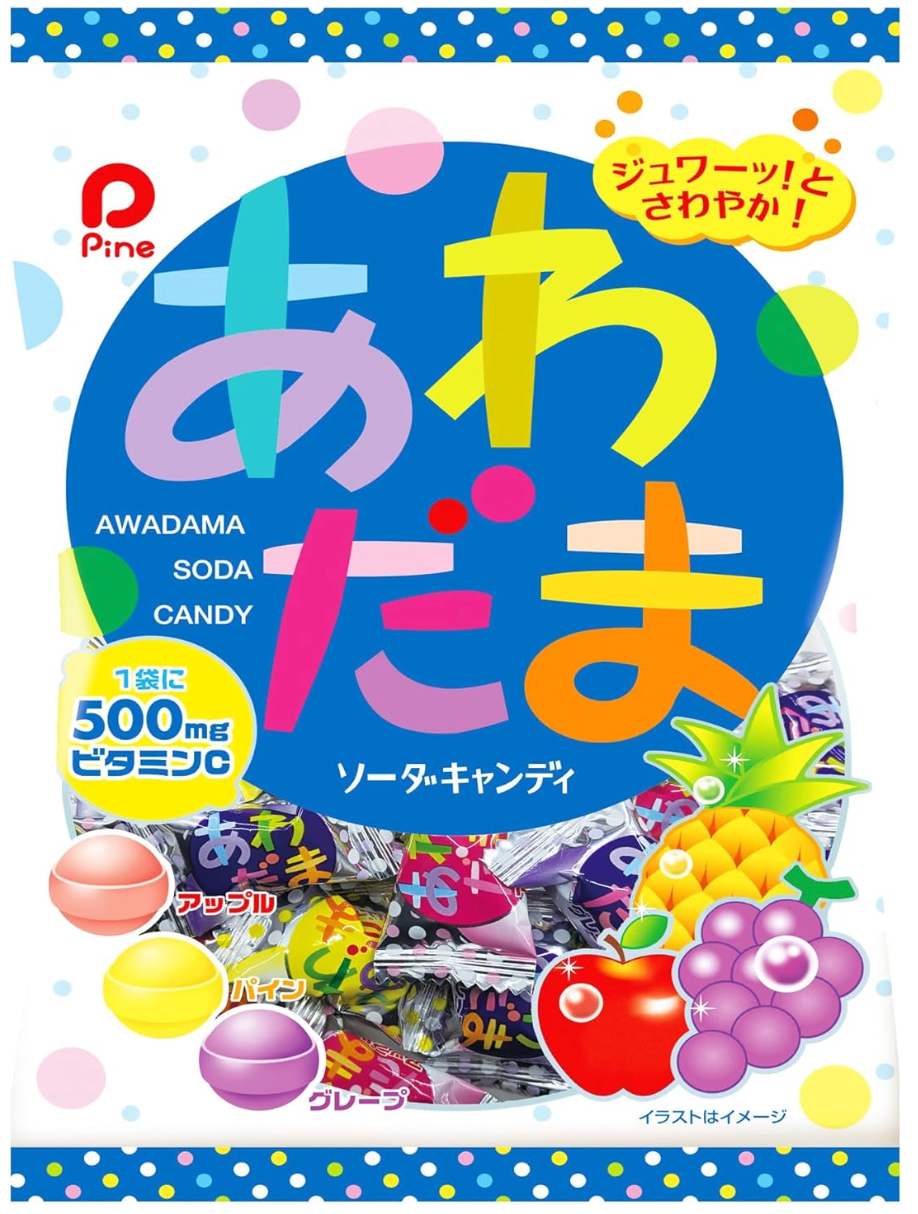 Pine Awadama Soda Candy - Apple, Grape & Pineapple - 120g