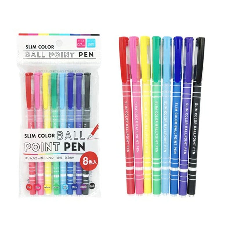 Slim Color Ball Pens – 8 Pack