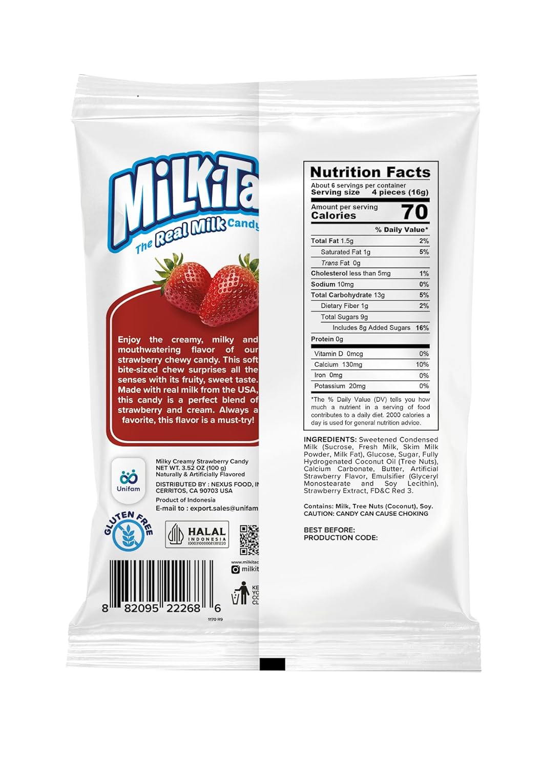Milkita Real Milk Candy Strawberry Flavor - 100g