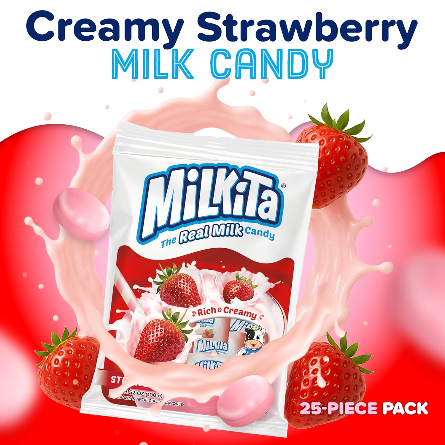 Milkita Real Milk Candy Strawberry Flavor - 100g