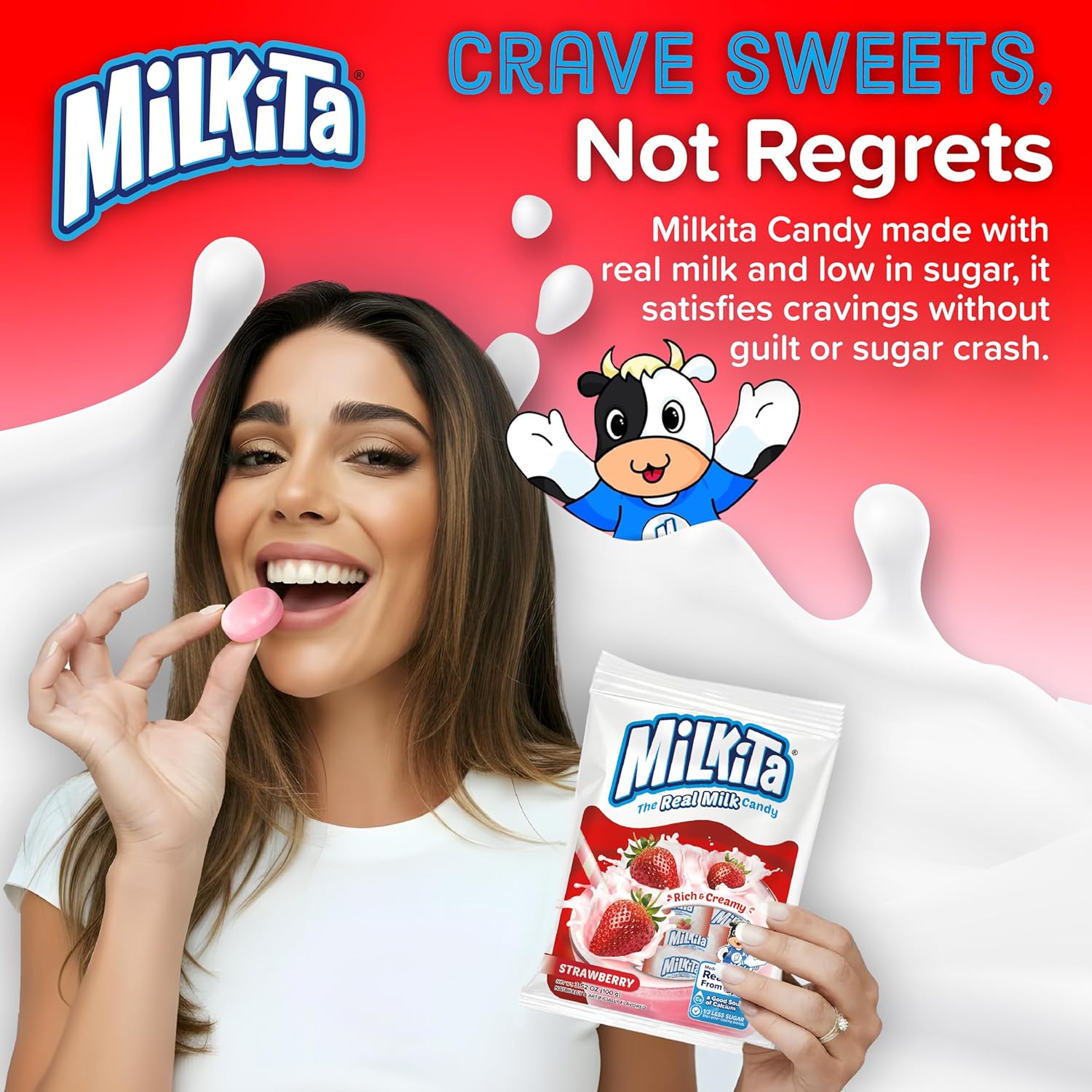 Milkita Real Milk Candy Strawberry Flavor - 100g