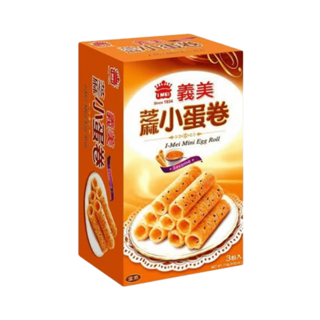 Box of I-Mei Mini Egg Roll on a white background