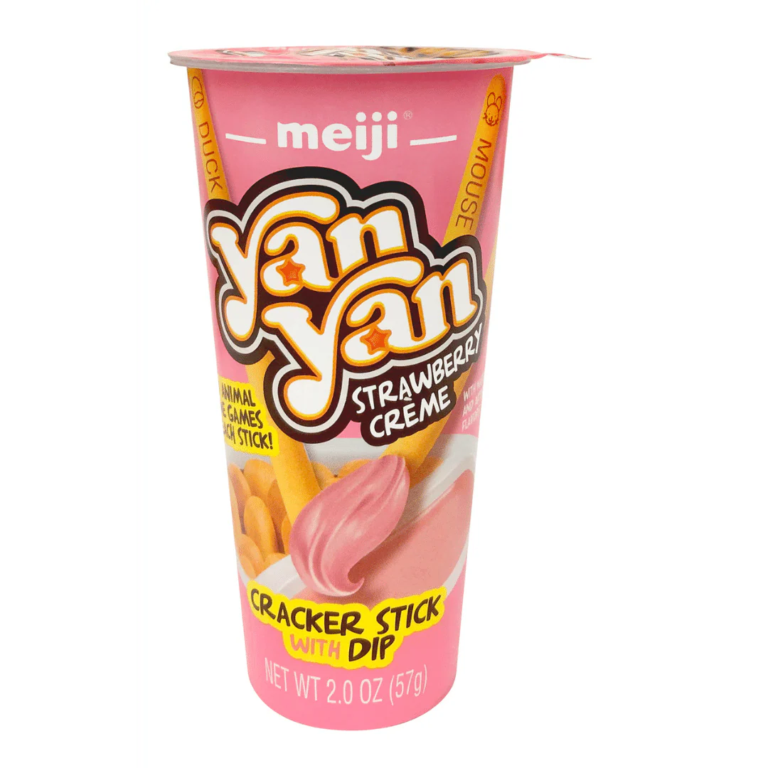 Meiji Yan Yan Strawberry Creme Cracker Stick With Dip - 57g