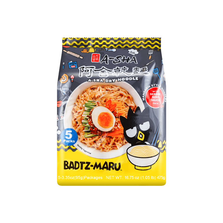 A - Sha Badtz - Maru Dry Noodle with Sesame Boss Sauce - 95g x 5 Pack - ding - go