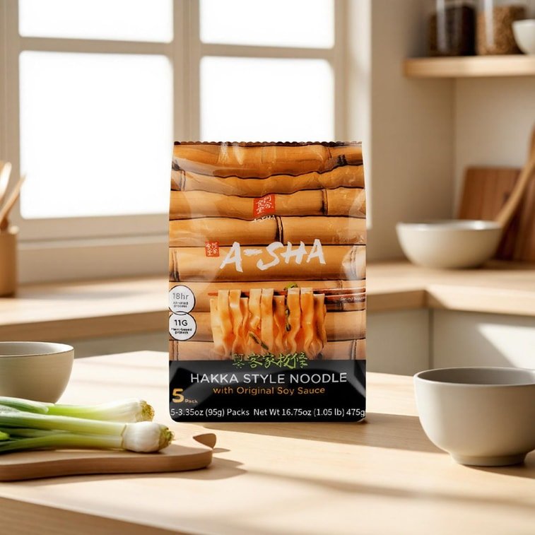 A - Sha Hakka Style Noodle with Original Soy Sauce - 95g x 5 Pack - ding - go