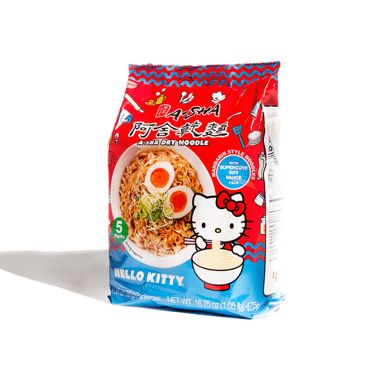 A - Sha Hello Kitty Dry Noodle with Supercute Soy Sauce - 95g x 5 Pack - ding - go