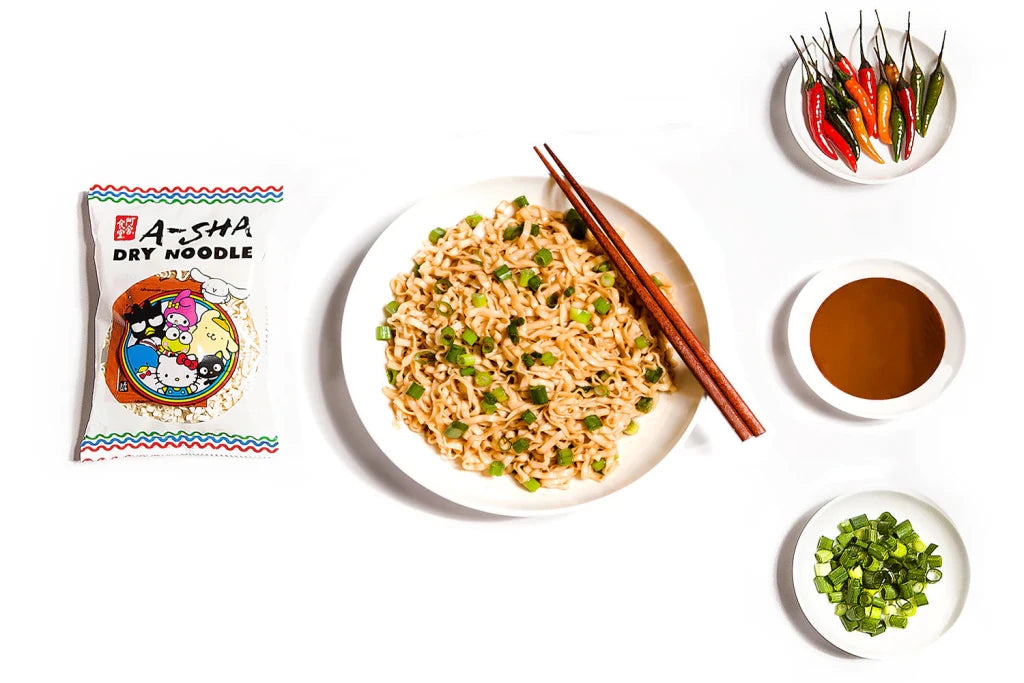 A Sha Keroppi Dry Noodle with Silly Spicy Sauce 95g x 5 Pack, additional package view 3