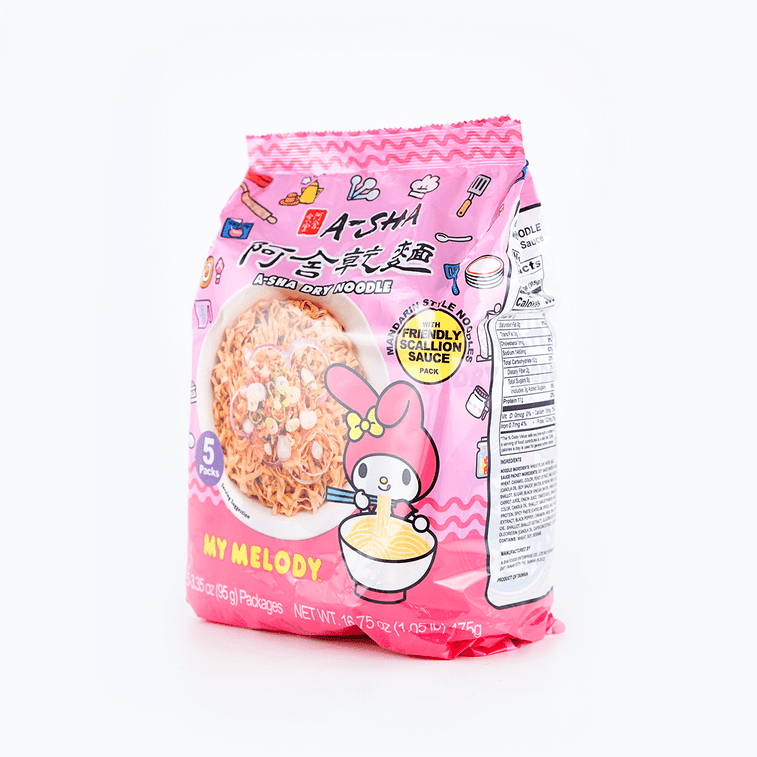 A - Sha My Melody Dry Noodle with Friendly Scallion Sauce - 95g x 5 Pack - ding - go
