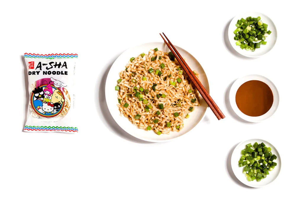 A - Sha My Melody Dry Noodle with Friendly Scallion Sauce - 95g x 5 Pack - ding - go