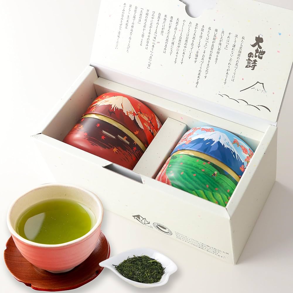 Arahataen Japanese Tea Gift Set (Fuji Calendar Can) - 140g - ding-go